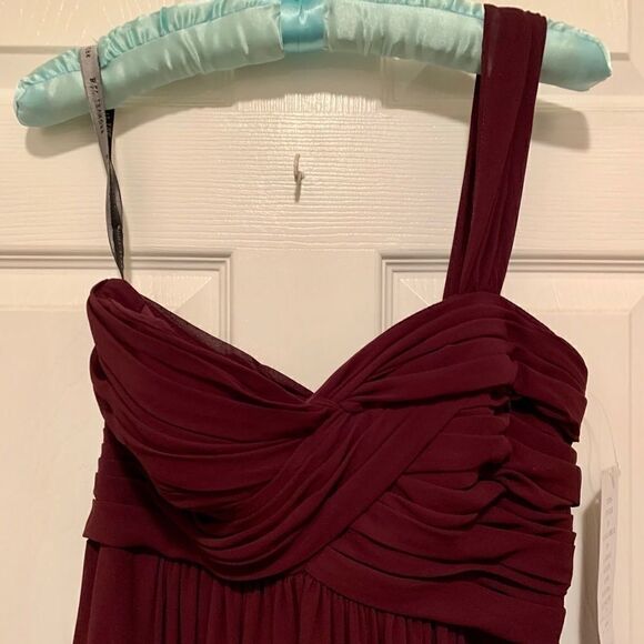 Wine Chiffon One Shoulder Bill Levkoff Dress NWT - Picture 3 of 6